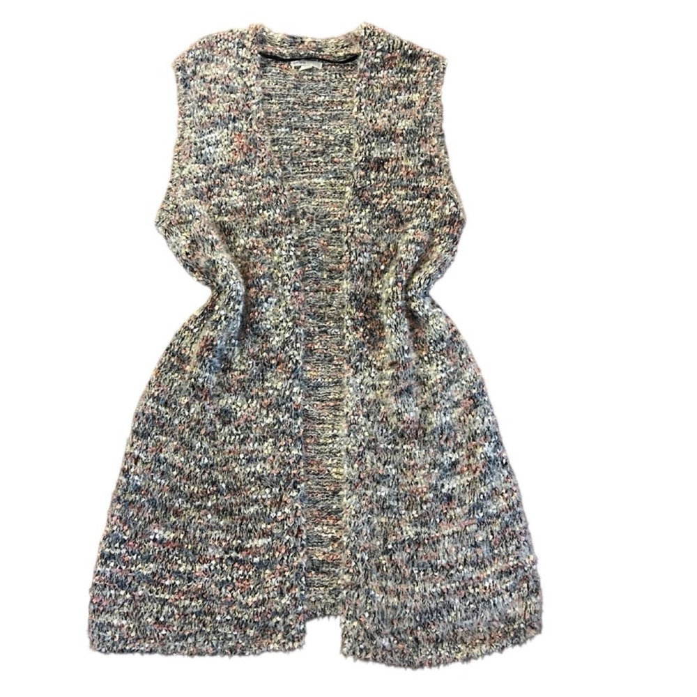 Size Medium Soft Fuzzy Long Open Front Cardigan Sweater Earth Tones